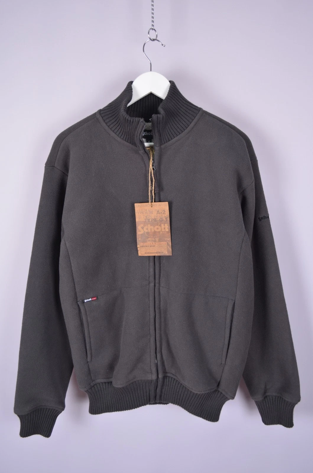 Mens Schott PL310 Grey Fleece Sherpa Lined Full Zip Size XL Warm Jacket Size XL