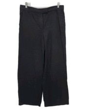 Reformation Womens High Rise Wide Leg Trouser Pants 100% Linen Black 10P Petite