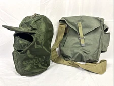 Military Lot US Extreme Cold Weather Cap Hood - Polish Canvas Mask Bag Vintage