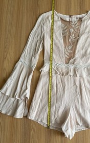 For Love & Lemons Emelia Romper Playsuit XS Blush Frilly Romantic Soft Girl