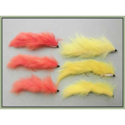 Snake Flies, 3 Per Pack BARBLESS Yellow Snake, Rear Hook Size 10, Trout