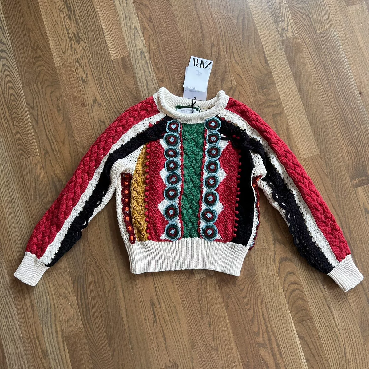 NWT Rare 2018 Collection Zara Crochet Cable Knit Sweater Small 0021 005 050