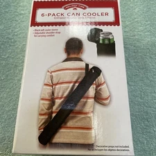 Black 6 Pack Can Cooler Adjustable Shoulder Strap Can Cooler