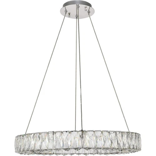 Elegant Lighting Monroe 23.6" Round Royal Cut Crystal LED Chandelier in Chrome - Picture 3 of 8