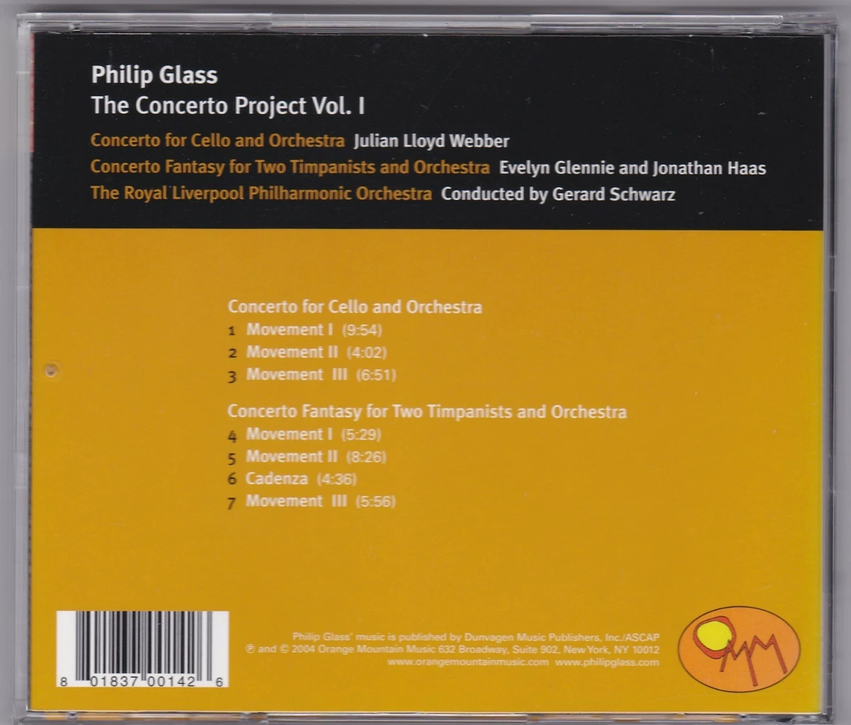 The Concerto Project Vol.1 - Philip Glass - CD (2004 Orange Mountain U.S.A.)