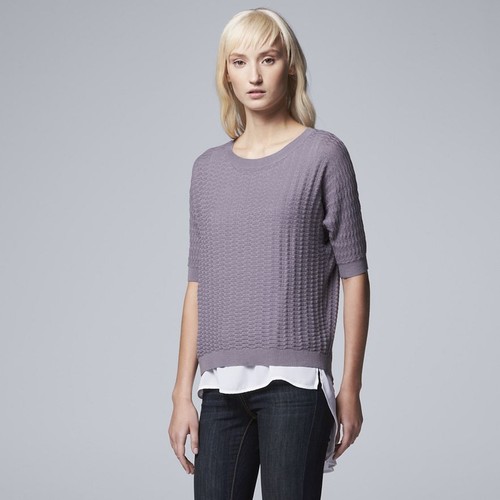 Vera Wang Pleated Mock-Layer Top - Petites (New W/Tags)(Retails $64.00) - Bild 2 von 3
