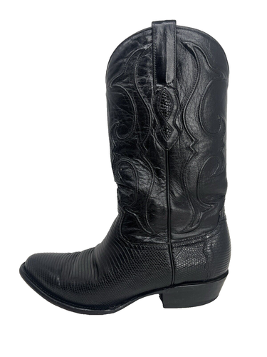 Los Altos Western Wear Genuine Lizard Cowboy Boots Hand Made Men's SZ 10 D Black - Picture 4 of 12