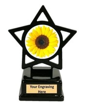Sunflower Star black metal trophy award 120mm gardening award Free Engraving-A
