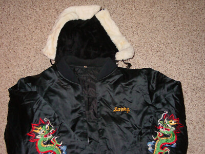 80’s Korean Souvenir Jacket Vtg 80s Korea Souvenir Jacket Large Embroidered Dragon Military
