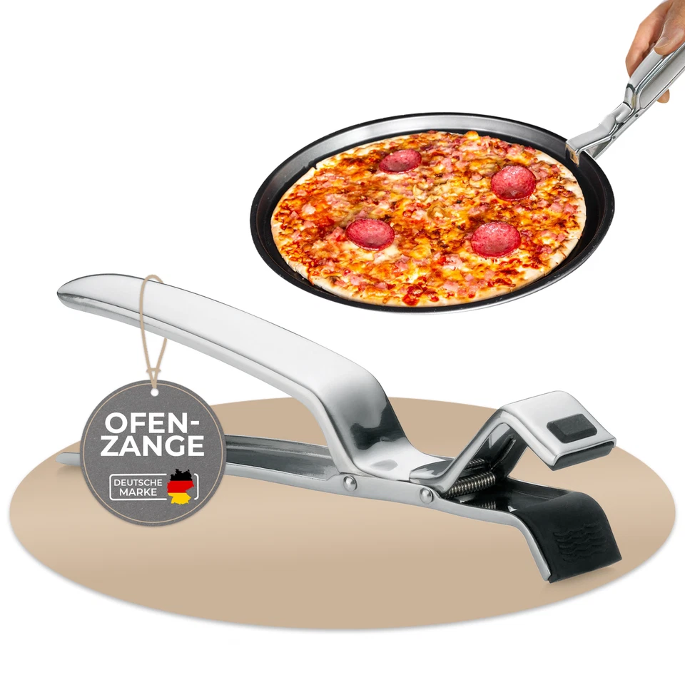 Ofenzange Edelstahl 19 cm Hitzebeständig Silikon-Griffe Antihaftbeschichtet