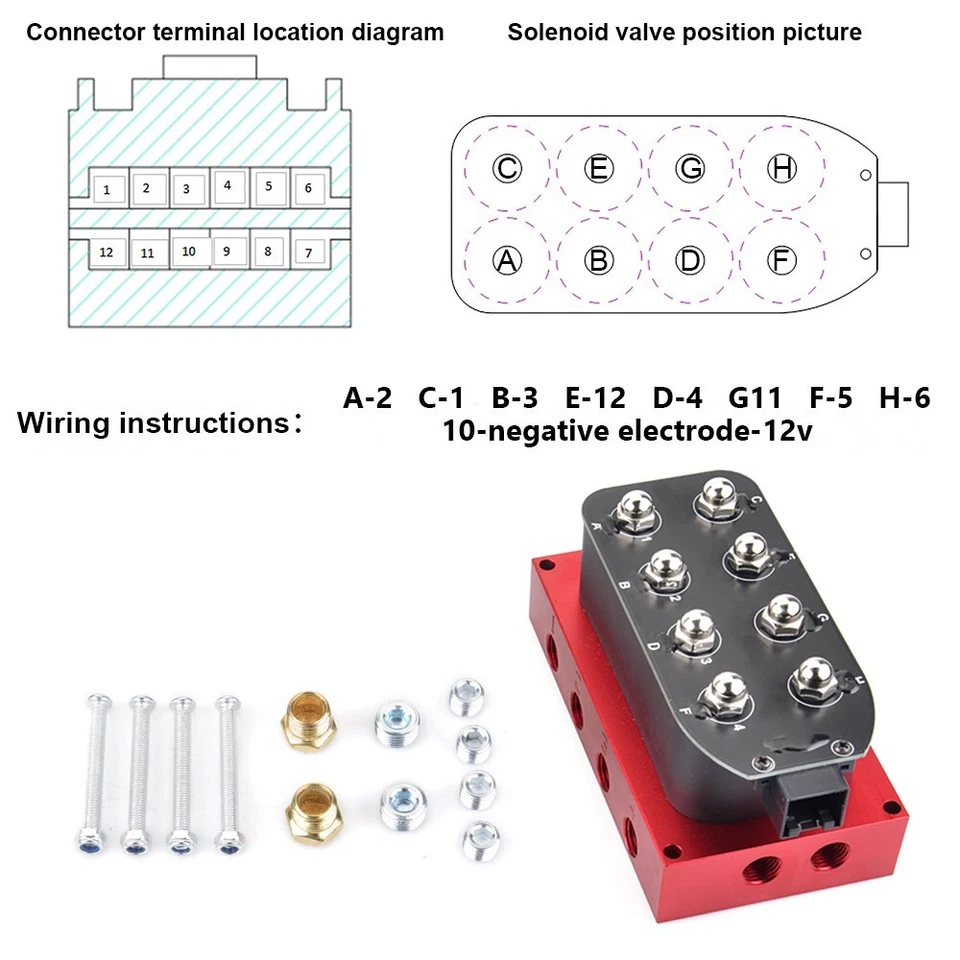 Air Ride Solenoid Valves with Switch Controller +5 in 1 Display Air Ride Gauge - Image 3 of 4