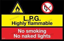 LPG Gas Highly Flammable sticker safety decal Catering trailer no smoking gas