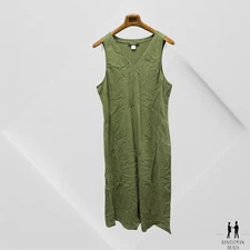 Vintage CITRON Santa Monica Tank Dress Green Tropical Tencel  Made In USA  0