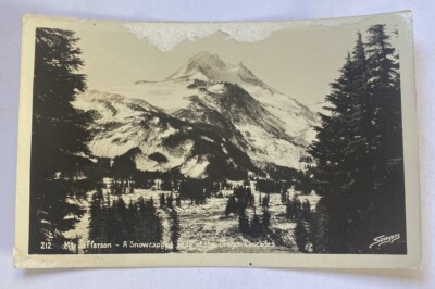 Vintage RPPC Postcard ~ Snowcapped Mt Jefferson in Cascade Mountains ~ Oregon OR