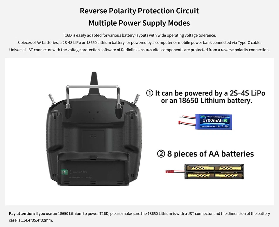 RadioLink T16D 16CH 2.4G RC Radio Transmitter w/ R16F Receiver for RC FPV Drone - Image 4 of 4