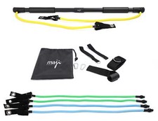 Portable Exercise Bar w Resistance Bands for a Home Full Workout Set-up F4000 