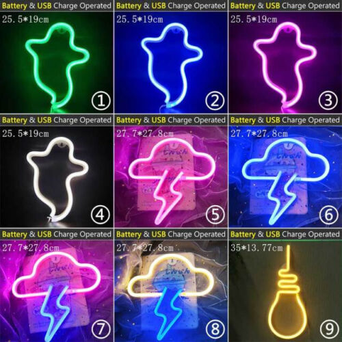 LED Neon Night Light Sign Wall Art Sign Night Lamp Wall Hanging Neon Lamp Decor - Picture 18 of 19