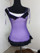 Baci Lingerie. Romantic Ruffles. Purple Mesh Nightie. One Size Fits Most.