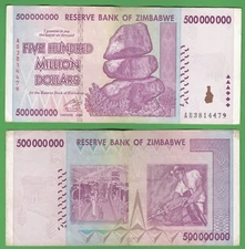 Zimbabwe 500 Million Dollar Bill Banknote P-82 World Hyperinflation Currency