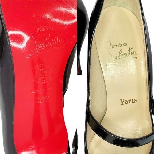 CHRISTIAN LOUBOUTIN Patent Charleen Mary Jane 100mm Black Leather Pumps 37.5 - 第 14/16 張圖片
