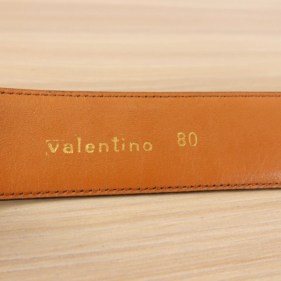 Cinturón VALENTINO Cuero Logo V Hebilla Dorada Monograma Medio Verde Lujo 80 32 Foto 4 de 4