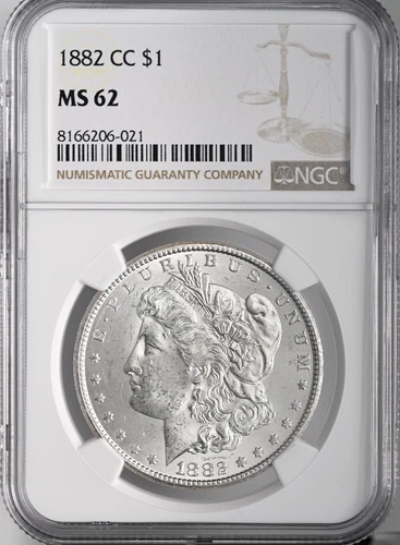 1882-CC  $1  MORGAN SILVER DOLLAR CARSON CITY MINT STATE NGC MS62 #8166206-021