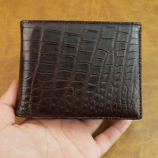 Real Crocodile Brown Leather Bifold Wallet Men's Skin Wallet For Father's Day