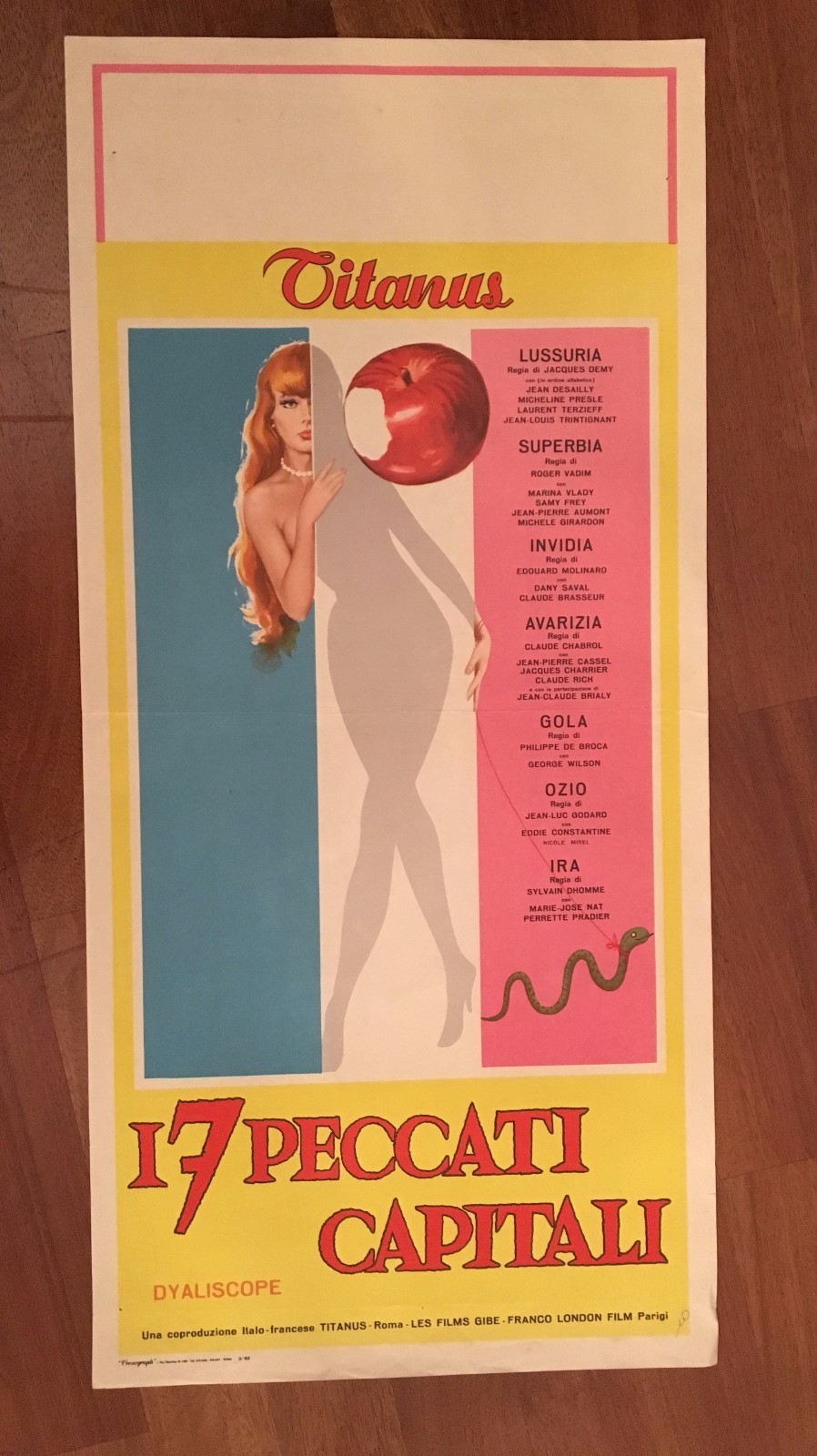 Locandina originale film I sette peccati capitali (1962) - Regia di Claude Chabrol, Eugène Ionesco, Jacques Demy, Jean-Luc Godard, Philippe de Broca, Roger Vadim, Édouard Molinaro