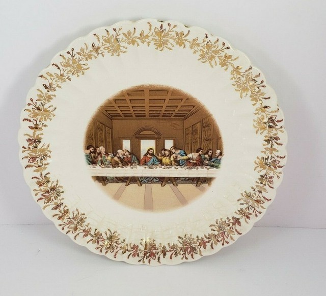 VTG First Edition Lords Supper Plate Warranted 23K Gold 10" Sanders Mfg