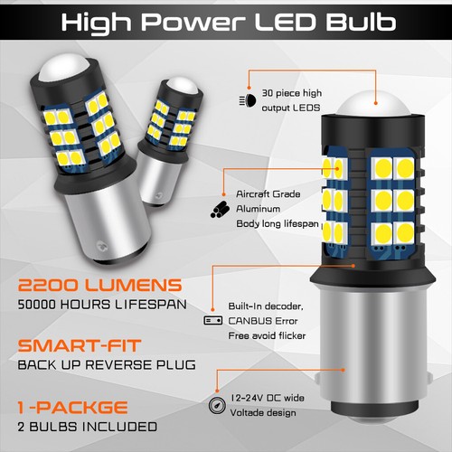 Turn Signal Back up Reverse Brake Tail Lights LED Bulbs 1157 1004 Replace 30SMD - Picture 2 of 19