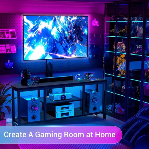 Corner TV Stand Mount LED For 32-60" Height Adjustable Colorful LED Light, Black - Picture 8 of 13