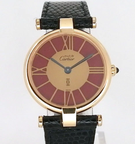 Cartier Paris Vermeil Argent 925 Plaque OR G 20M Swiss 24mm Mint
