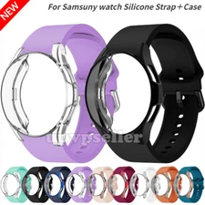 For Samsung Galaxy Watch 6 40/44 Classic 43/47mm Silicone Watch Band w/TPU Case