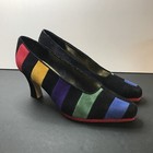 90s VINTAGE J. Renee Multicolor Colorblock Striped Pumps Heels 7.5