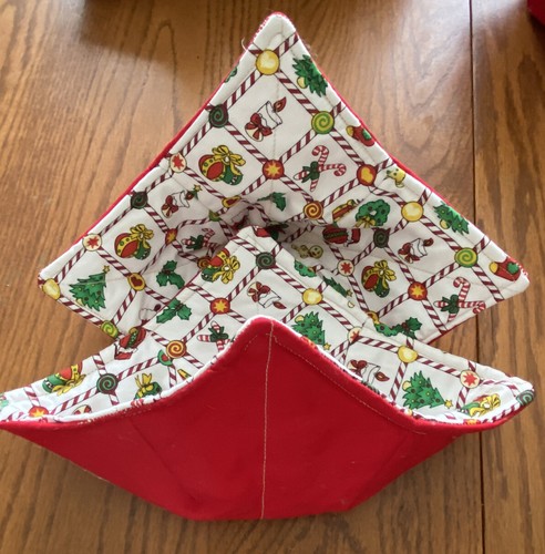 Microwavable Bowl Holder/Cozy 2 PC Set, Reversible Fabric 100% Cotton - Picture 2 of 2