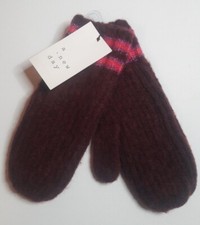 New A New Day Striped Cuff Burgundy/Pink Winter Mittens One Size Fits Most