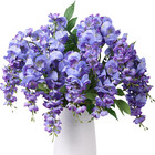 Faux Flowers for Spring, 2Pcs Fake Wisteria Hanging Flowers Decoration, Silk,