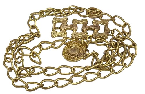 Y2K Mid Body Metal Rope Twisted Chain Link Antique Goldtone Belt 38" Adjustable - Picture 5 of 8