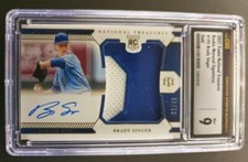 2021 Panini National Treasures RC Material Signatures Brady Singer 02/49 CSG 9