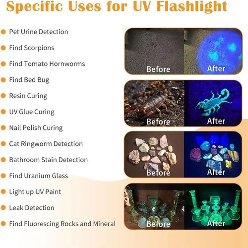 Neu 365nm UV Licht Schwarzlicht LED Taschenlampe Stift Light Lampe USB Akku DE - Bild 18 von 19