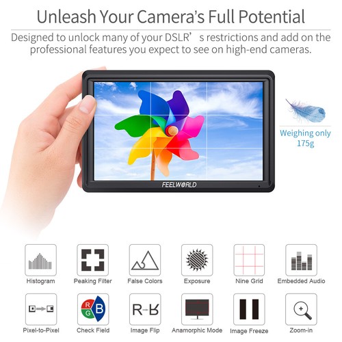 FEELWORLD S55 5.5 inch Camera DSLR Field Video Monitor HD 1280x720 IPS 4K HDMI - Picture 5 of 12