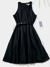 NWT - Jennifer Lopez black sleeveless lined dress with belt (2) MSRP $70