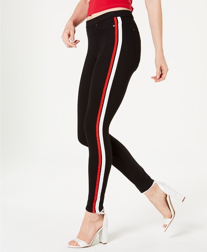 HUE Womens Racer Stripe Original Denim Leggings Size-XS Color-Black