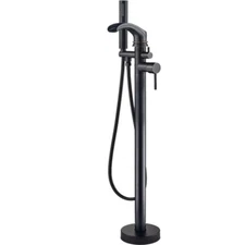 Oil Rubbed Bronze Floor Mount Tub Filler Freestanding Bathtub Faucet W/ Handheld