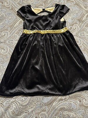 Girls S(6/6x) GEORGE Black With Gold Trim Short Sleeve Dress Preowned | eBay