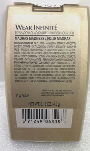 New L'OREAL WEAR INFINITE Eye Shadow QUAD- MADRAS MADNESS **RARE ORIGINAL - Picture 3 of 4