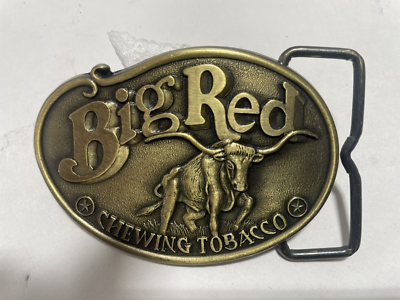 big red chewing tobacco belt buckle Vintage Promotional Big Red Chewing Tobacco Belt Buckle Bull Longhorn New
