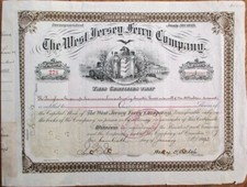 West Jersey Ferry Co. 1893 Stock Certificate - NJ/New Jersey Shipping/Nautical