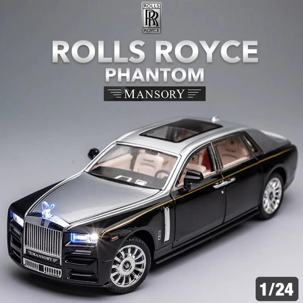 1:24 Rolls Royce Phantom Diecast Model Sports Car Sounds & Lights Kids Toys Gift