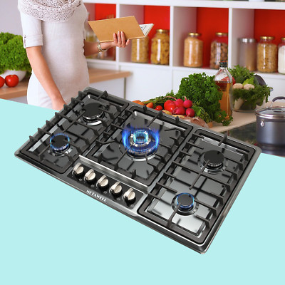 34 Stainless Steel Built In 5 Burner Stoves Oven Gas Hob Cooktop